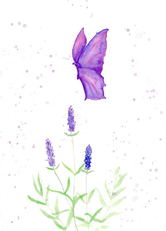 Purple Butterfly with Lavender